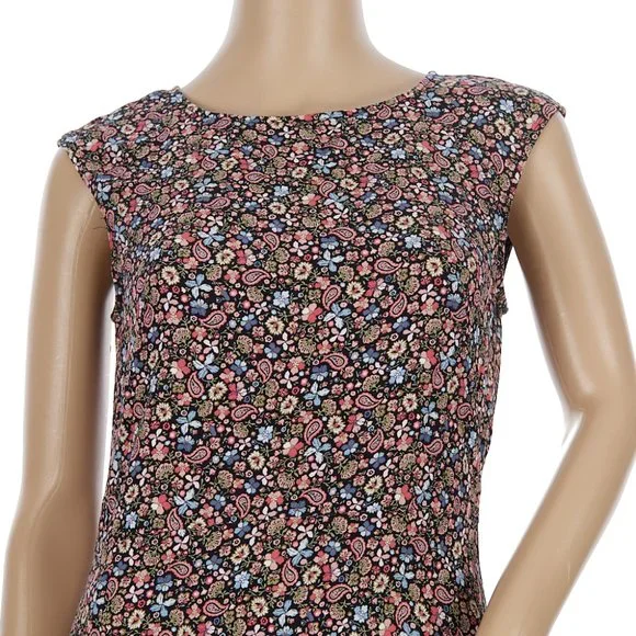 LOFT Vine Floral Paisley Cap Sleeve Midi Dress Size 4 - Picture 3 of 7